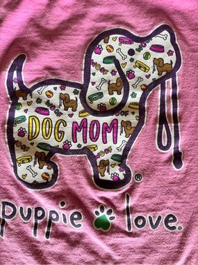 Puppie Love Women’s M Shirt Pink Short Sleeve Dog Mom
